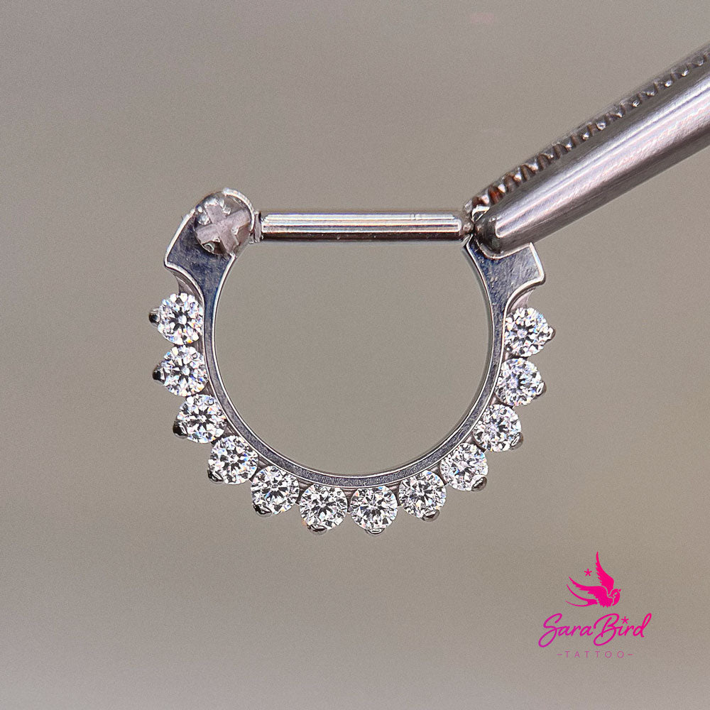 Argola em Titânio com 12 Pedras em Zirconia Cúbica