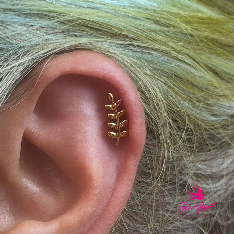 Topo em Titânio com Formato de Ramo Dourado PVD
