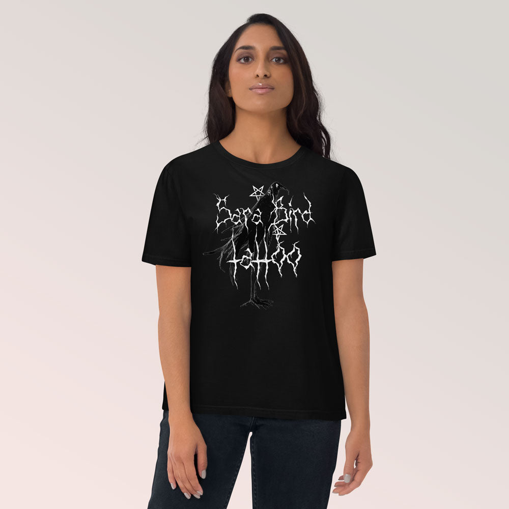 Camiseta negra con logo estilo banda de metal 🤘Camiseta unisex de algodón orgánico