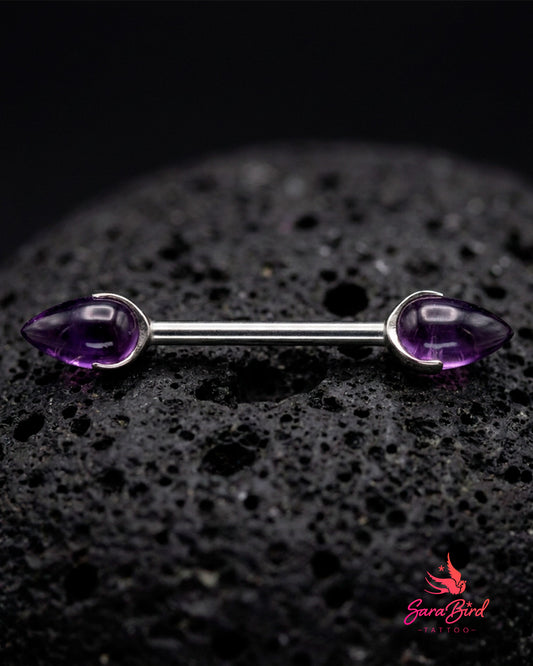 Barbell Amethyst Drop em Titânio para Mamilo, Bridge e Industrial