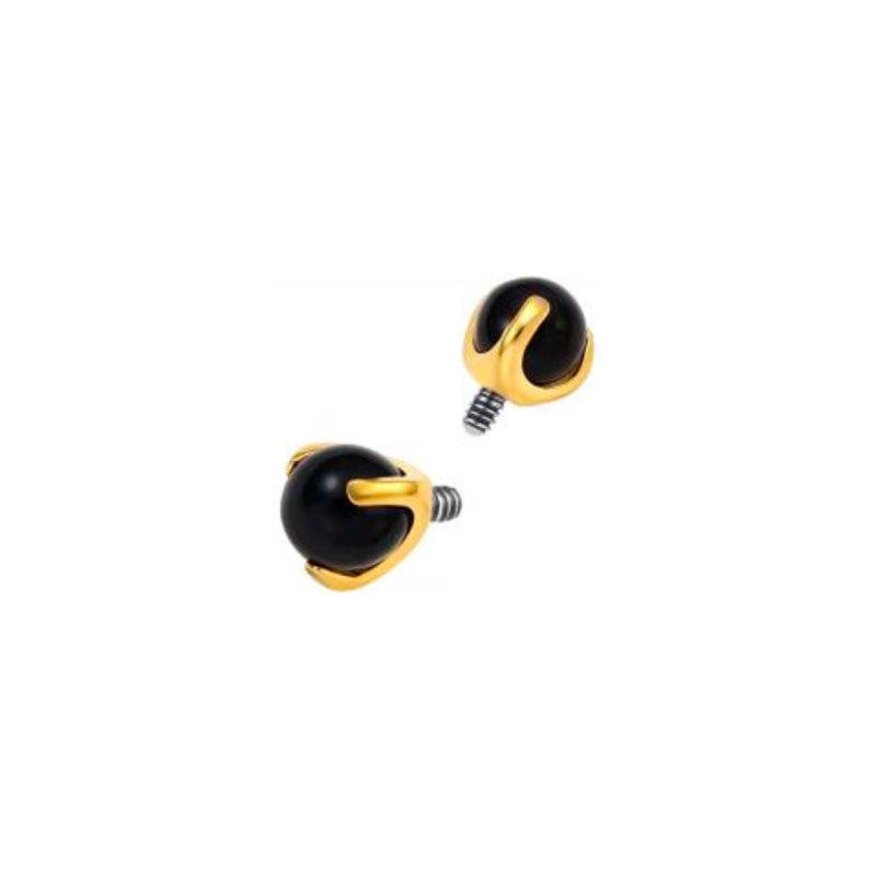 Topo em Titânio com Esfera de Ágata Preta