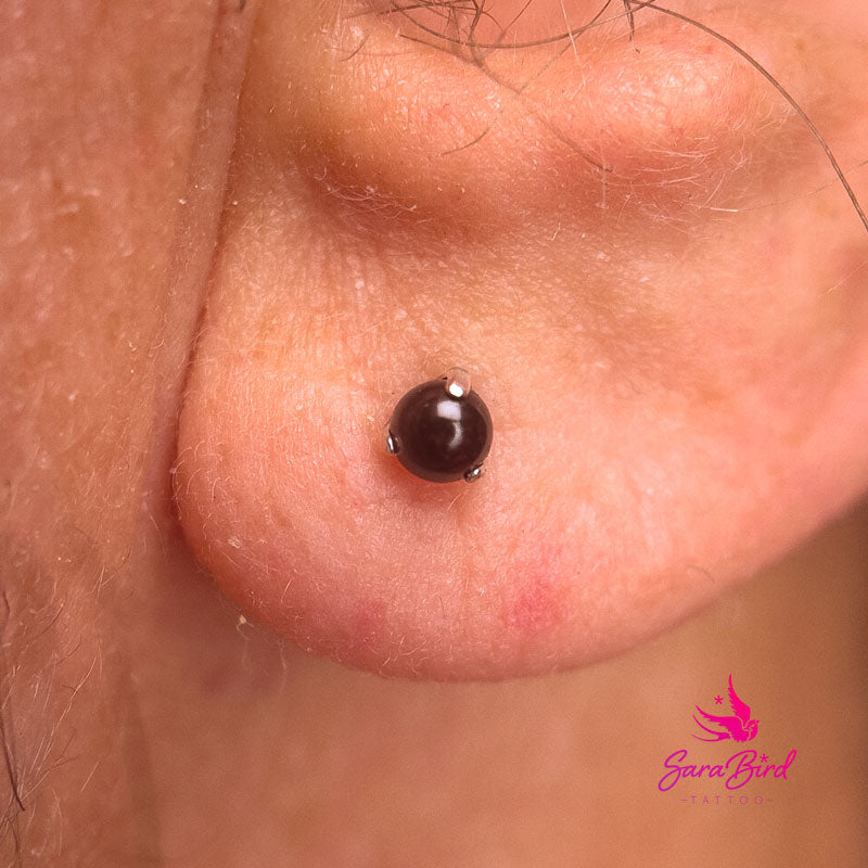Topo em Titânio com Esfera de Ágata Preta