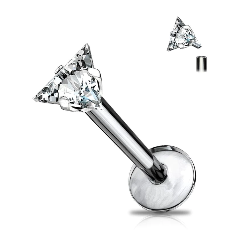 Labret de titanio con diferentes modelos de piedra.