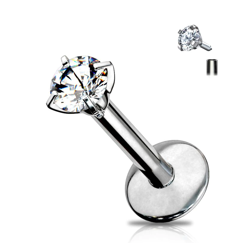 Labret de titanio con diferentes modelos de piedra.