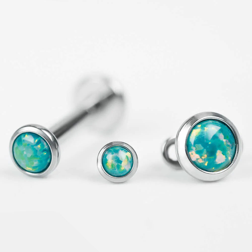 Opal Flat Top - Synthetic Opal in Titanium - Implant Grade