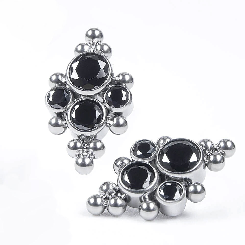 Vintage Black Cluster with Zirconia Crystals and Titanium Spheres - Implant Grade