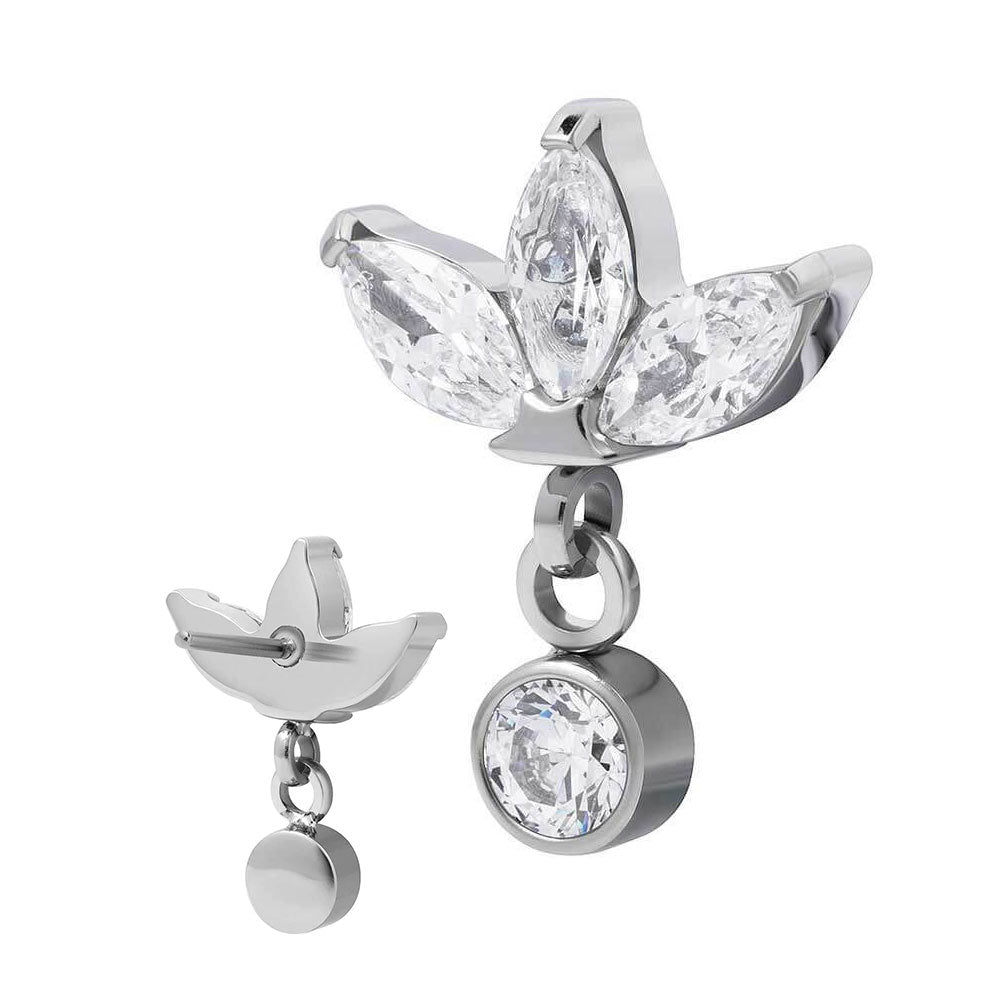 Pendant Leaf Cluster - Top of Clustered Leaves in Titanium - Implant Grade