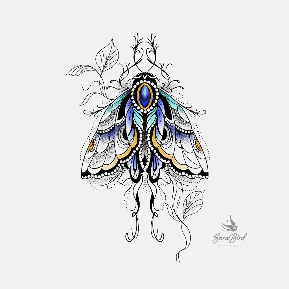 Sara - Mariposa Estilo Neo Tradicional con Elegantes Adornos Florales 🌸🦋