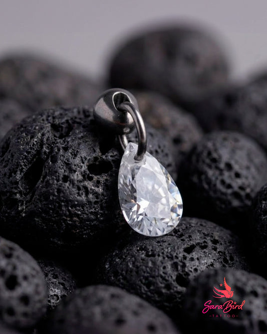 Pendente Gota Cristal em Titânio