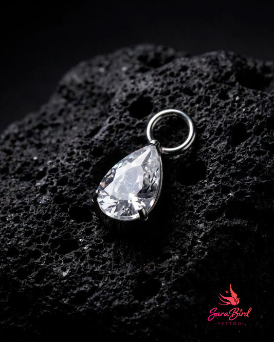 Pingente Gota em Titânio com Zircónia Cristal