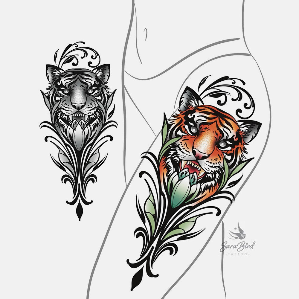 Sara - Tigre com Ornamentos Estilo Art Nouveau 🌿🐅