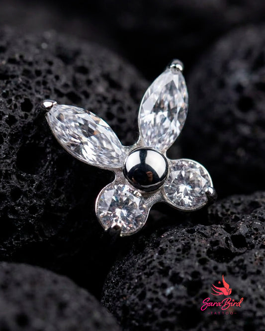 Topo Borboleta | Papillon em Titânio e Zircónias Cúbicas