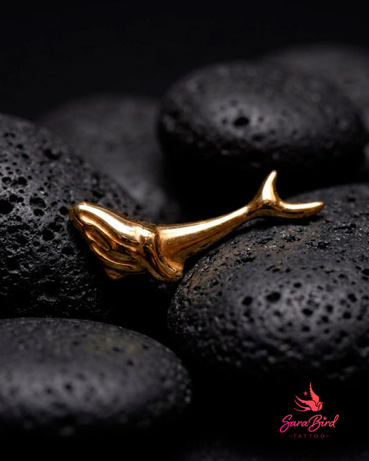 Topo Baleia Pelagia em Titânio PVD Gold