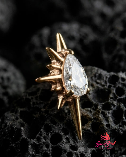 Topo Aurexis em Titânio PVD Gold com Zircónia Gota