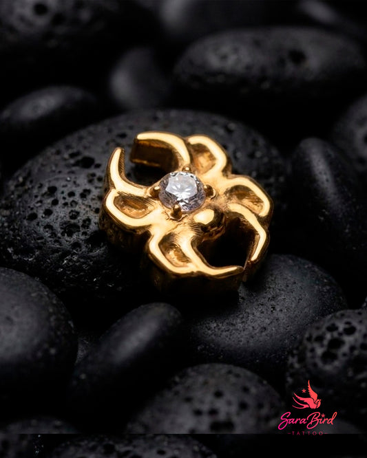 Topo Aranha Noctis CZ em Titânio PVD Gold