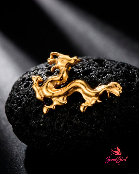Topo Dragão Imperial em Titânio PVD Gold