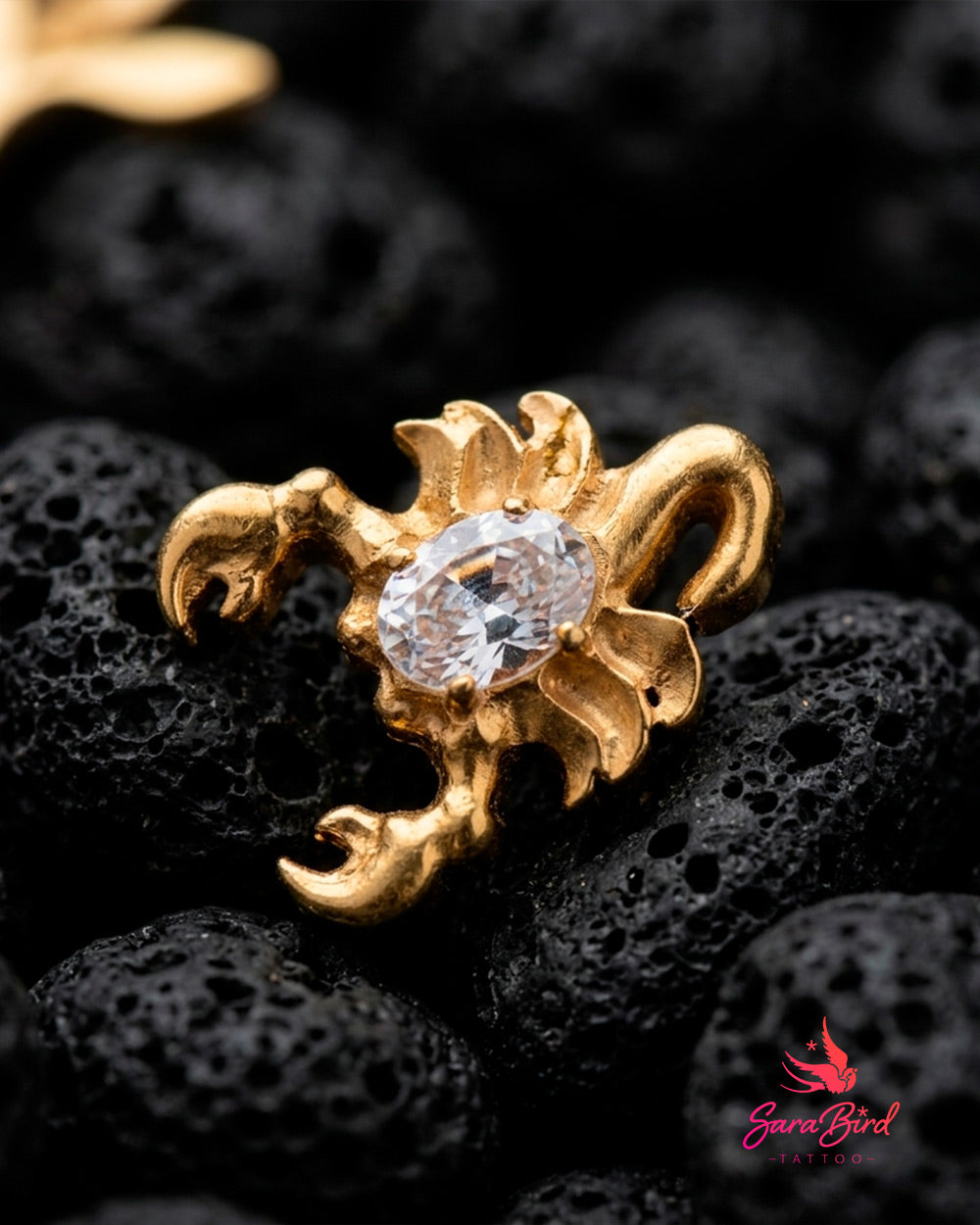 Topo Escorpião | Skor em Titânio PVD Gold com Zircónia Cúbica