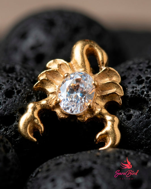 Topo Escorpião | Skor em Titânio PVD Gold com Zircónia Cúbica
