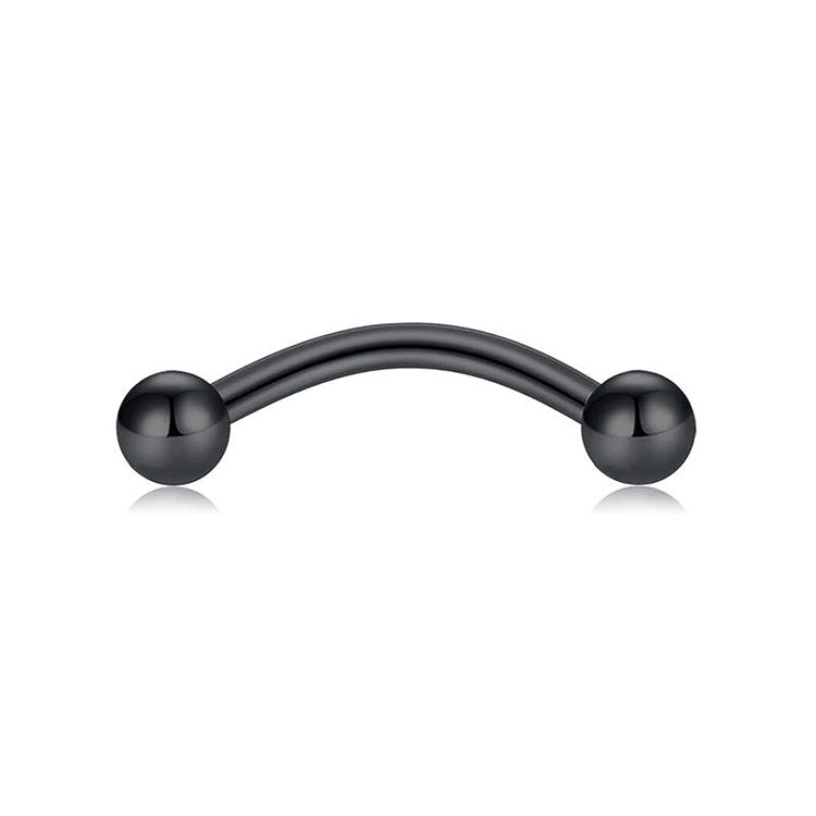 Banana Piercing for Eyebrows or Ears with Sphere and Bar in plain black