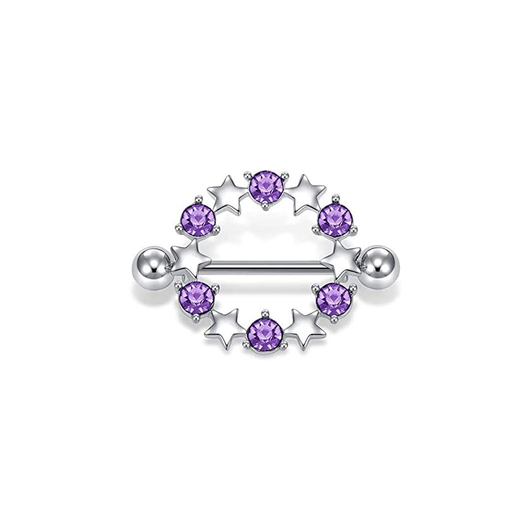 Nipple Jewelry With Details in the Shape of Stars and Shiny Stones
