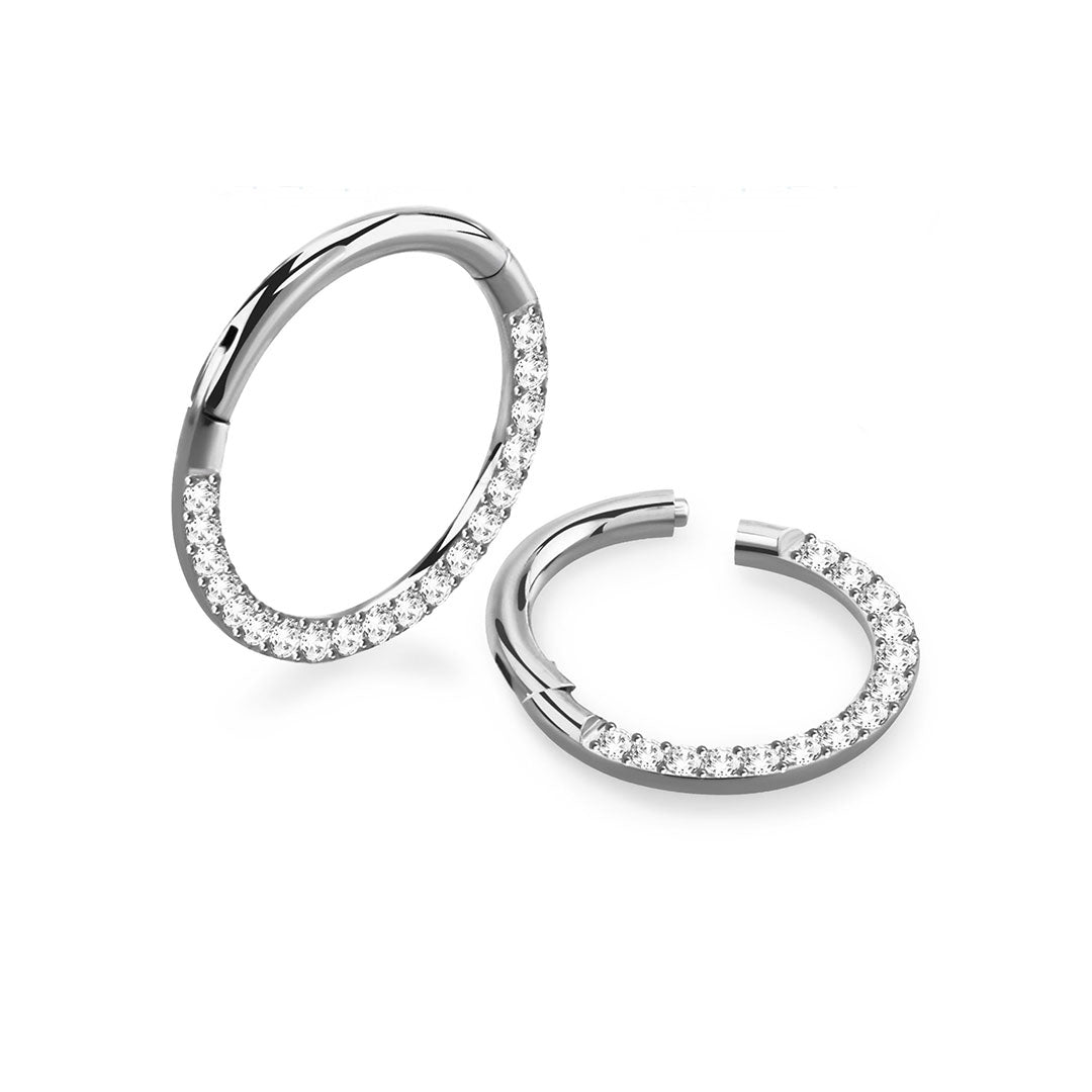 Argola Clicker em Titânio decoração com Zircônia