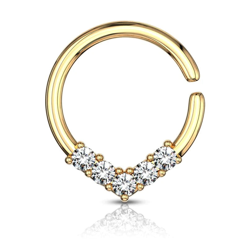 Aro En Forma De V Con Piedras Brillantes