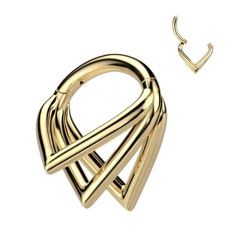 Anillo con bisagras de titanio con tres vértices