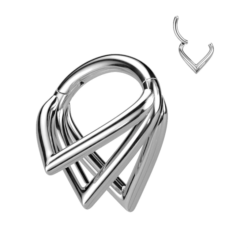 Anillo con bisagras de titanio con tres vértices