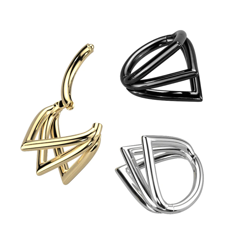 Anillo con bisagras de titanio con tres vértices
