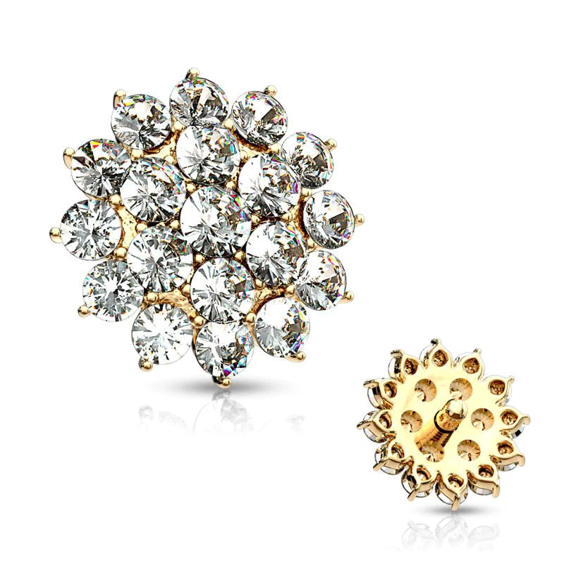 14K Gold Multi-Stone Floral Microdermal