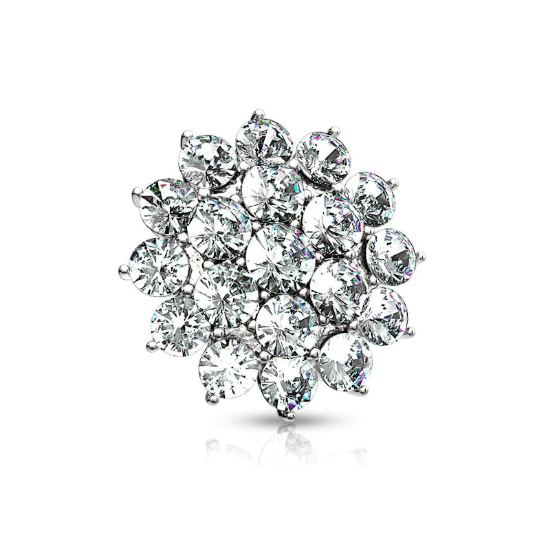 14K Gold Multi-Stone Floral Microdermal