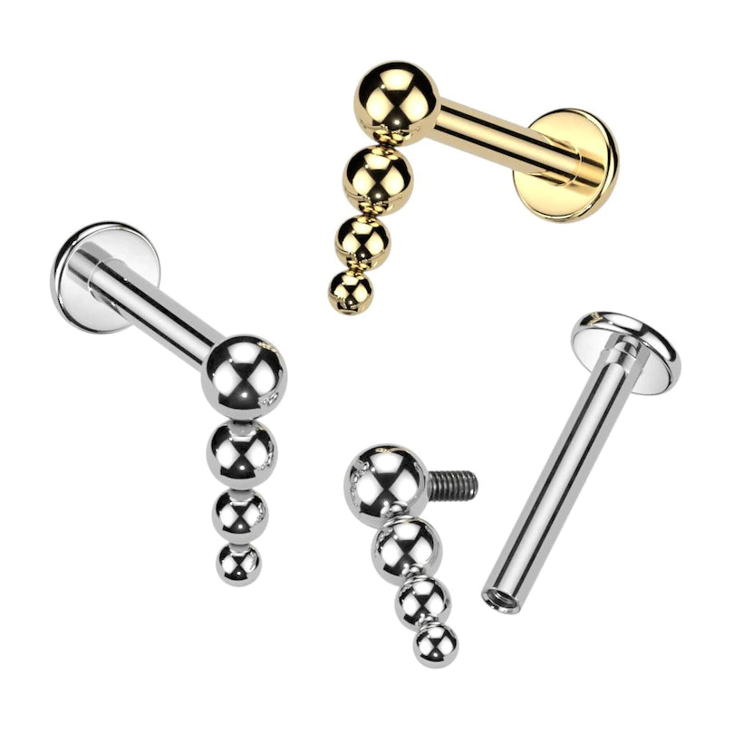 Labret de Titanio con Perlas y Rosca Interna