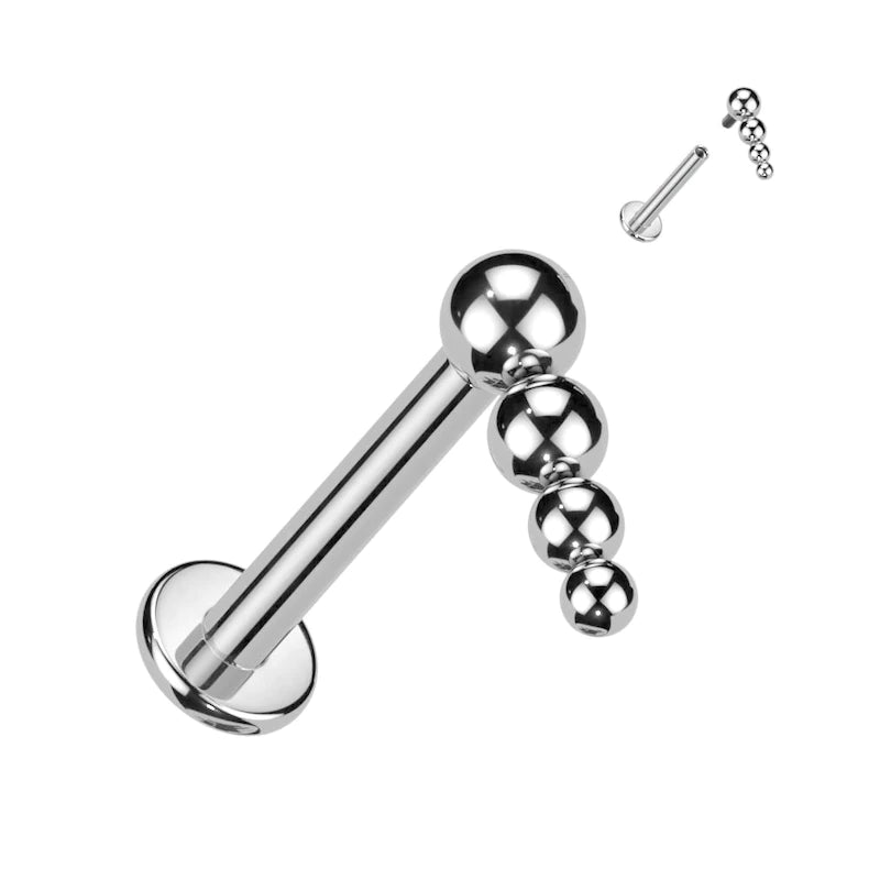 Labret de Titanio con Perlas y Rosca Interna