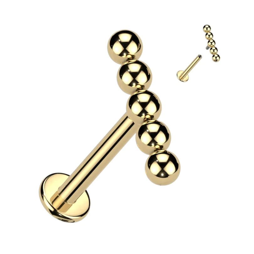 Labret de titanio con cinco cuentas