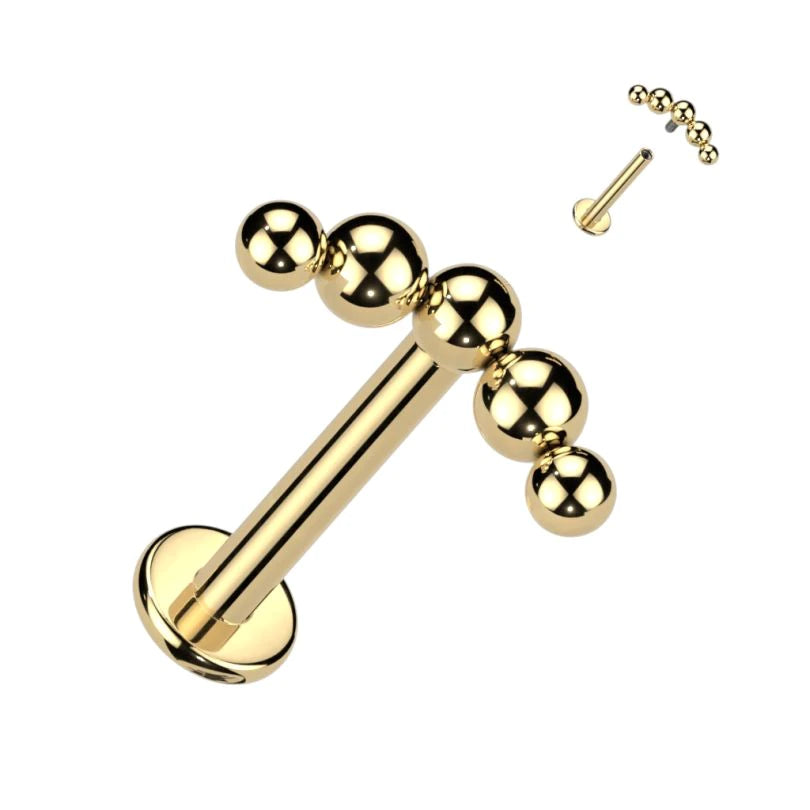 Titanium labret with beads on top