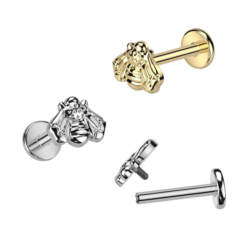 Labret de titanio con forma de abeja