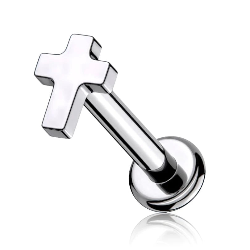 Cross-shaped titanium labret