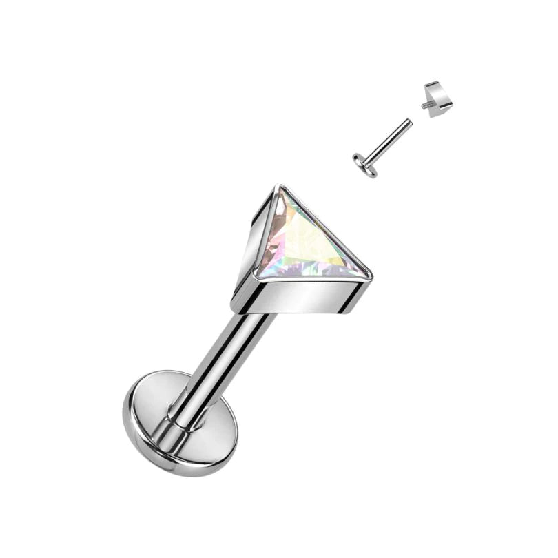 Labret de titanio con piedra triangular