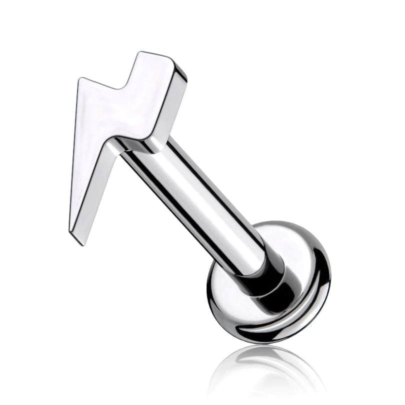 Labret de Titanio con Forma de Rayo