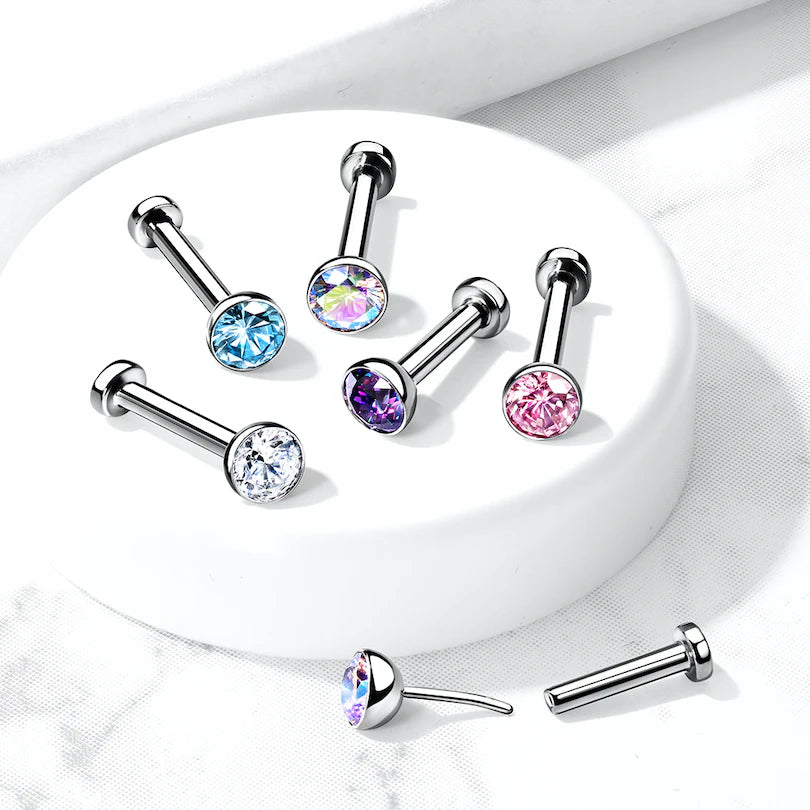 Labret de titanio con circonita incrustada