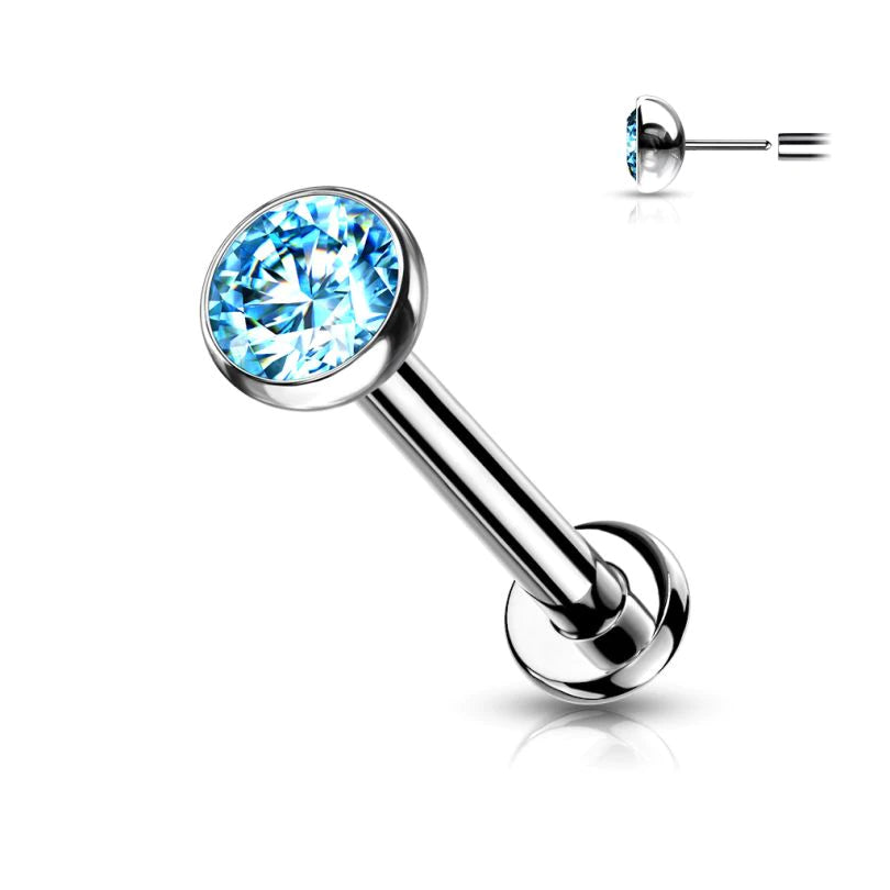 Labret de titanio con circonita incrustada