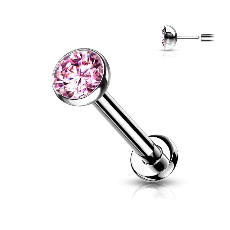 Labret de titanio con circonita incrustada