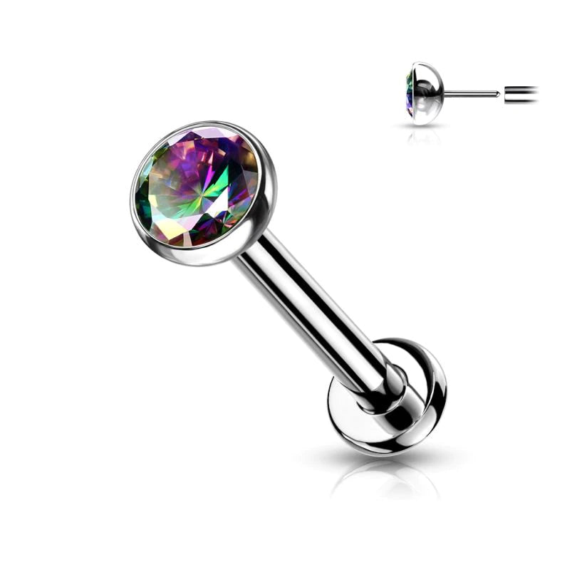 Labret de titanio con circonita incrustada