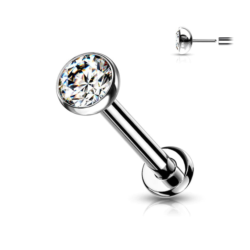 Labret de titanio con circonita incrustada