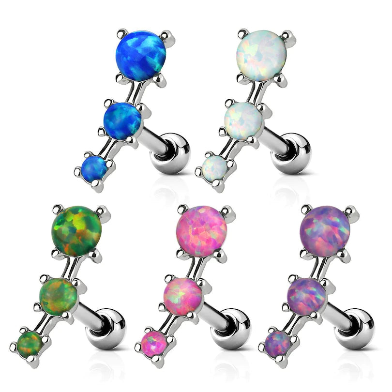 Piercing Com Três Pedras Opala