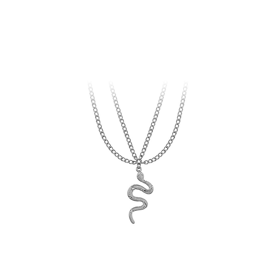 Collar con Dos Cadenas y Colgante Serpiente