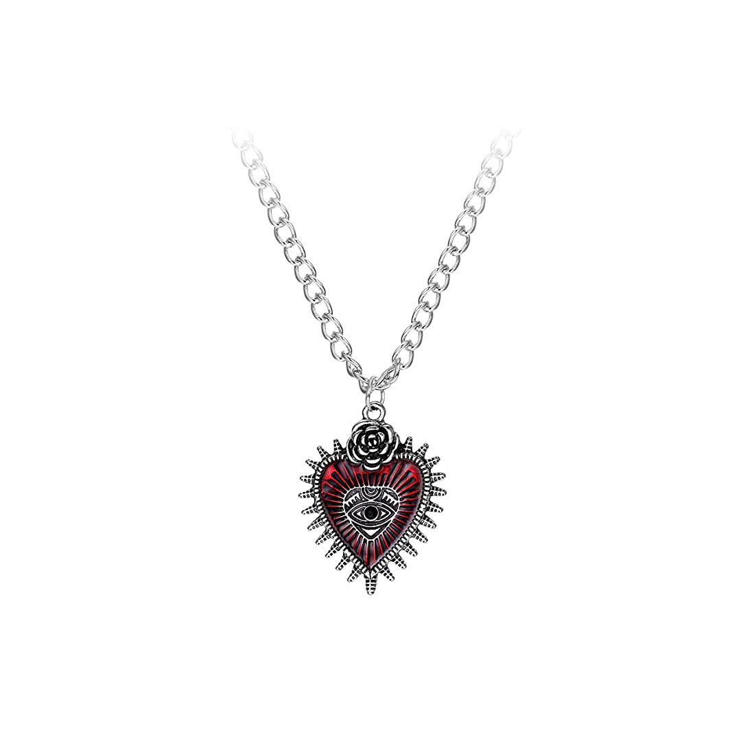 Collar Colgante en Forma de Corazón con Ojo
