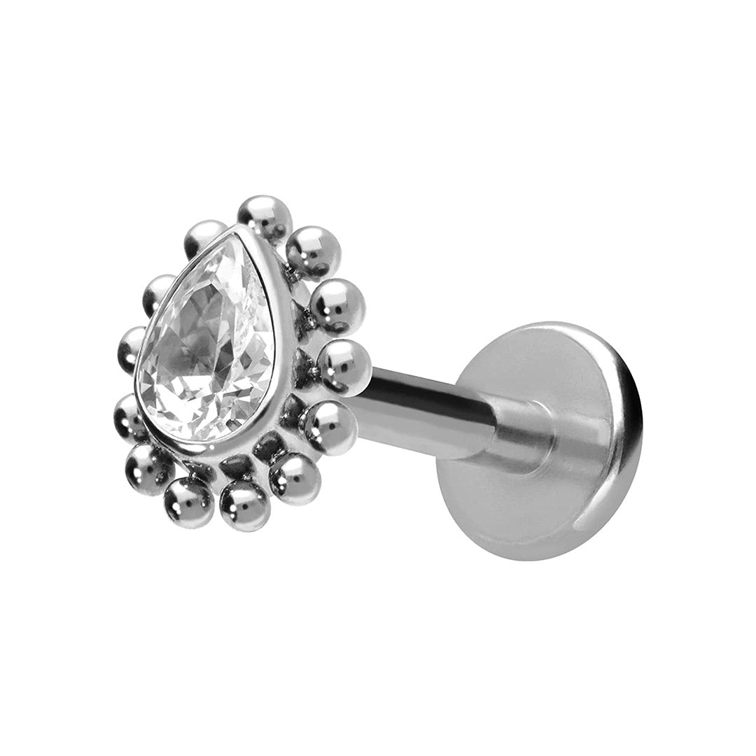 Labret de Titanio con Rosca Interna - Gota de Oro y Plata