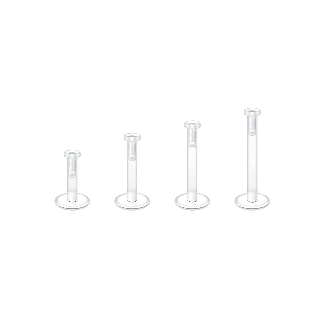 Labret acrílico flexible transparente con tapa plana