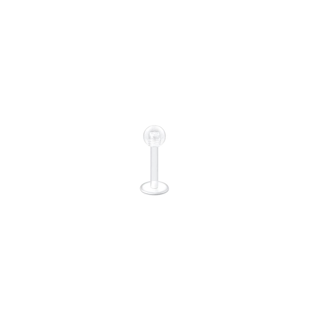 Labret Acrílico Flexible Transparente con Esfera